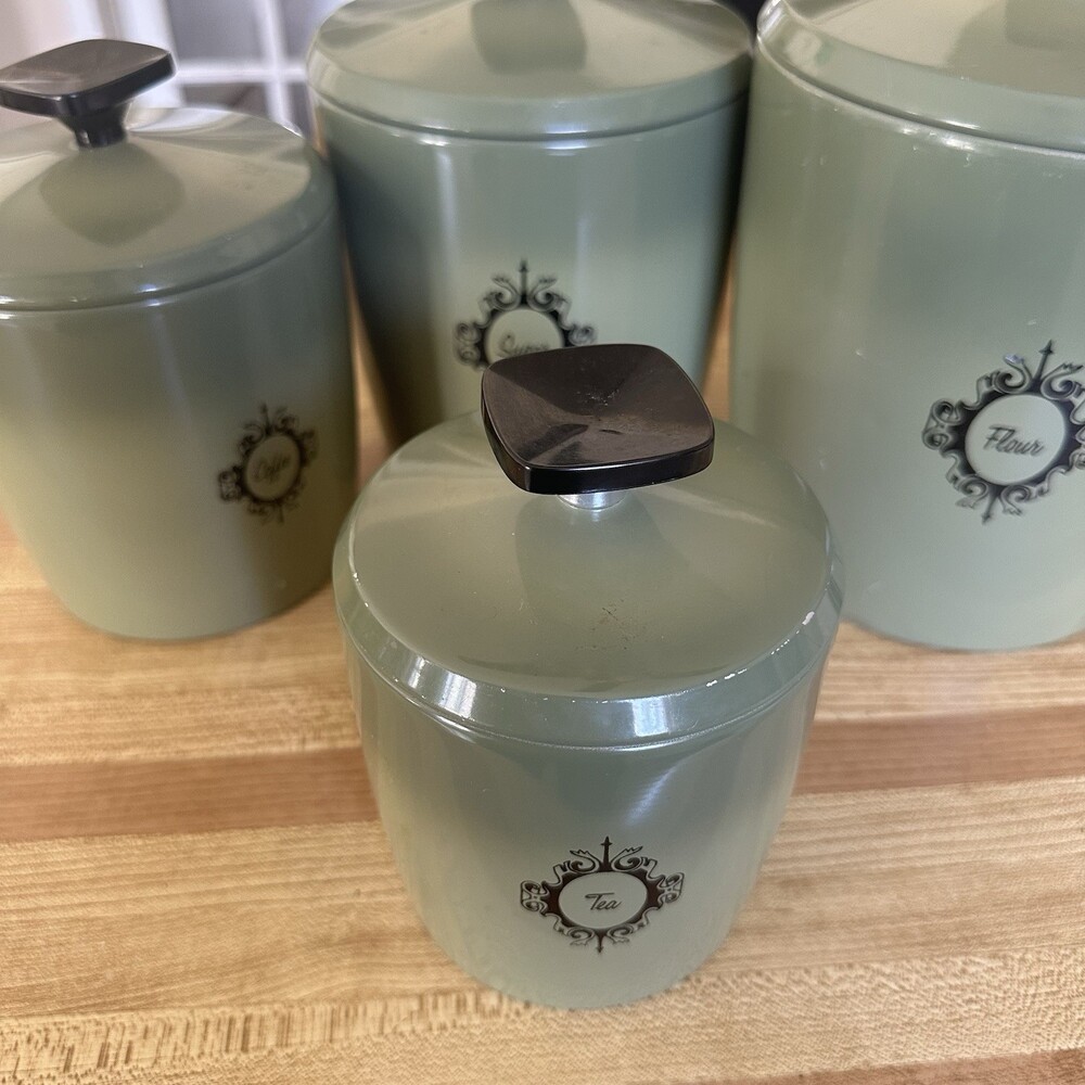 Vintage 70’s West Bend Aluminum 4 Piece Canister Set Flour Sugar Coffee Tea